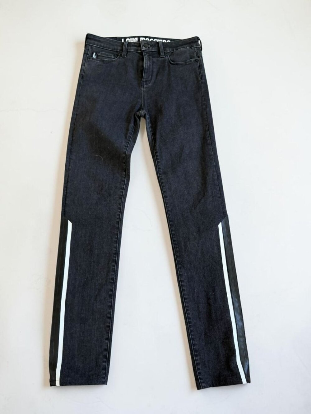 LOVE MOSCHINO Black Racing Stripe Denim Jeans Size 26